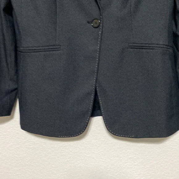Ann Taylor Dark Blue Blazer Jacket Besom Pockets Career Size Small Petite - Picture 3 of 5